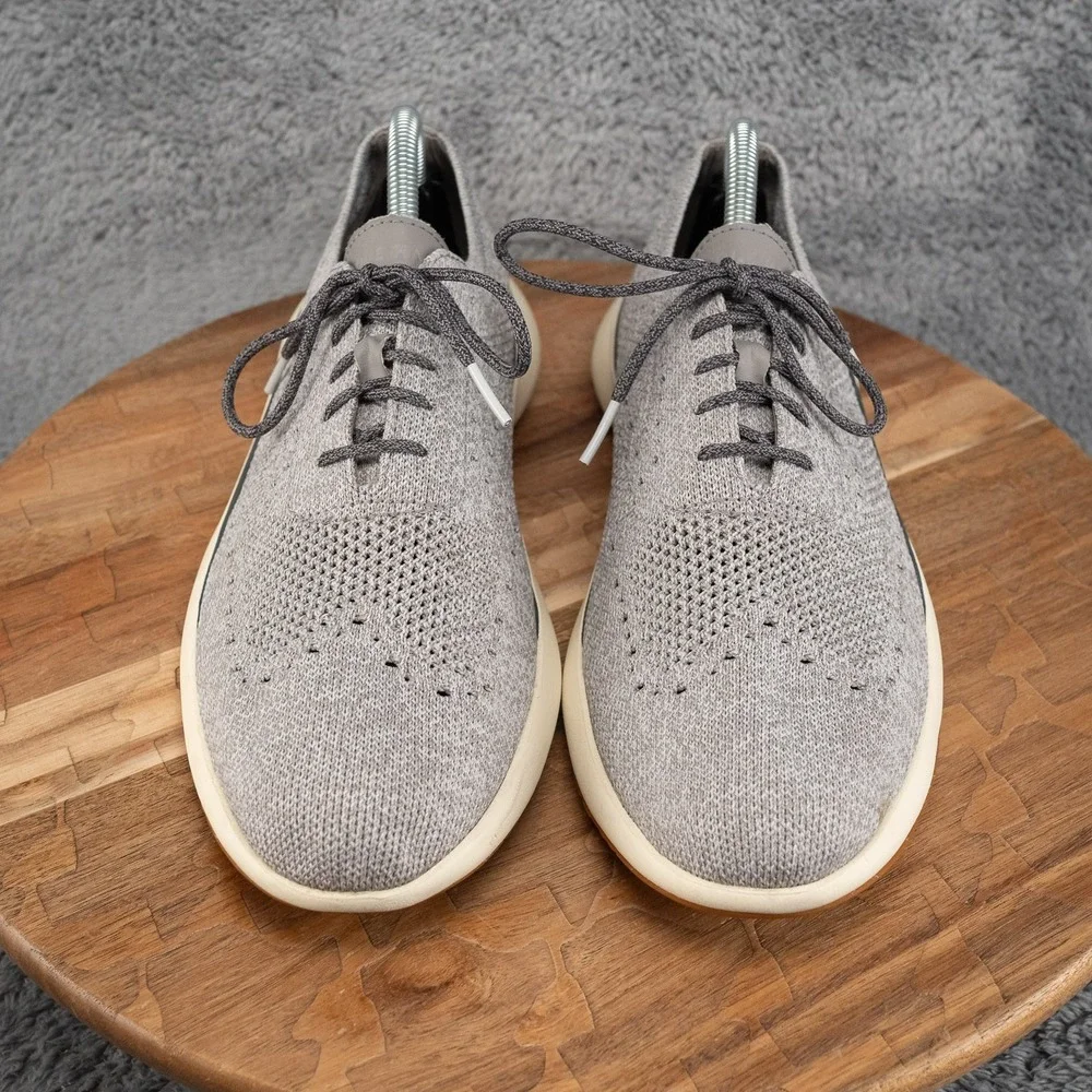 Cole Haan Grand Troy Mens Size 9 (M) Wingtip Oxford Cool Gray Knit Casual Dress